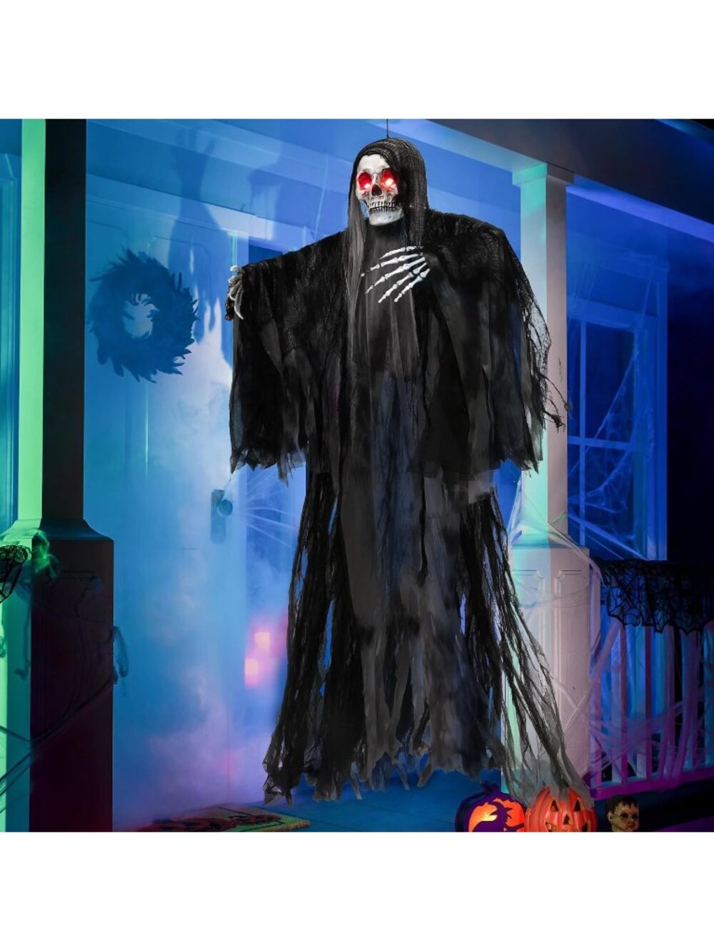 59” Halloween Animated Hanging Grim Reaper Outdoor Decorations Voice Control